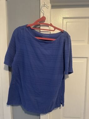 Talbots Royal Blue Short-Sleeve Textured Knit Tee
